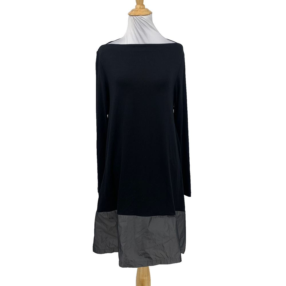 XD Xenia Design Tunic Womens M Medium Black Lagenlook Long Sleeve Bateau Top